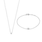 Isabel Bernard Cadeau d'Isabel 14 karaat witgouden collier en armband giftset IB90030