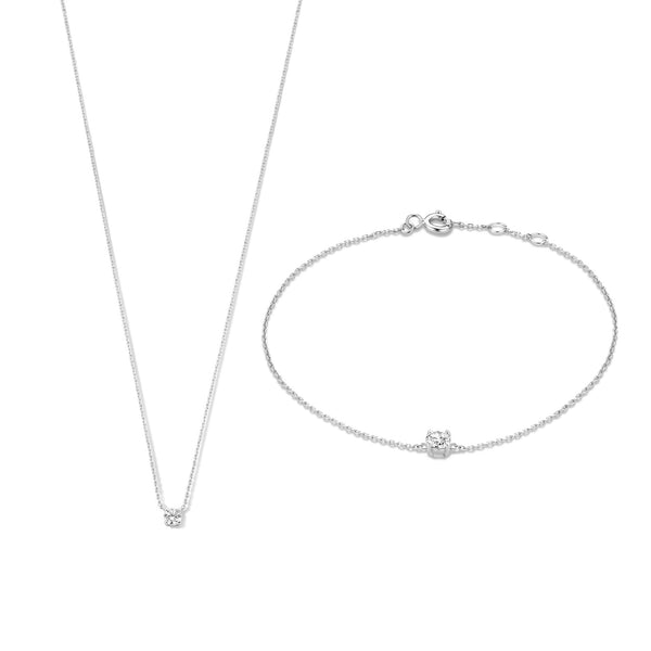 Cadeau d'Isabel 14 karaat witgouden ketting en armband giftset