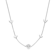 Violet Hamden Luna 925 Sterling Zilveren Ketting met Manen en Witte Zirkonia Steentje VH340043