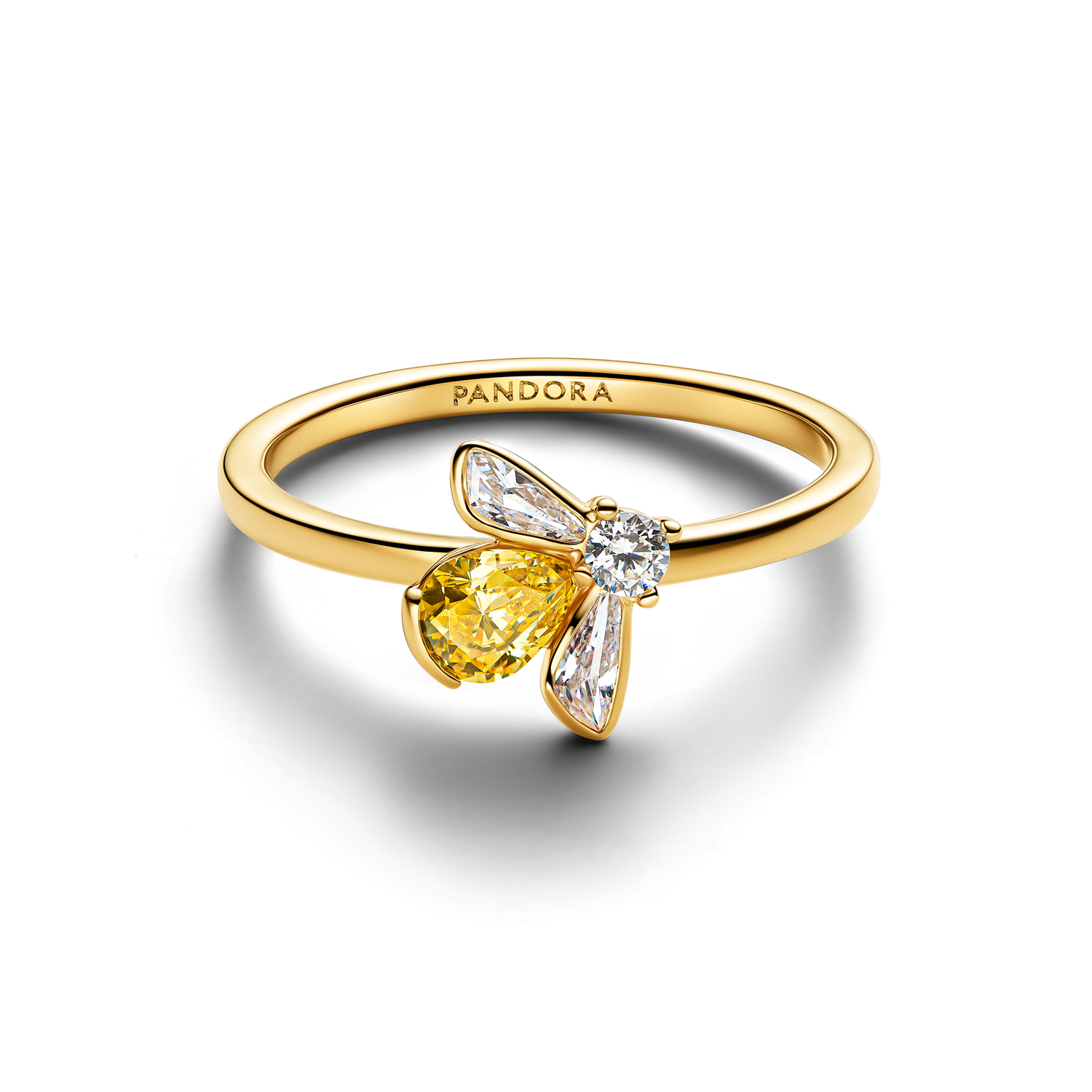 Pandora Timeless Gold Plated Zirconia Yellow Honey Bee Ring 164562C01-50