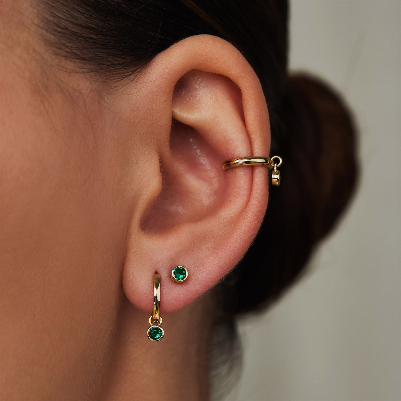 Violet Hamden Venus 925 Sterling Silver Gold-coloured Hoop Earrings with Birthstone VH360015-JUL