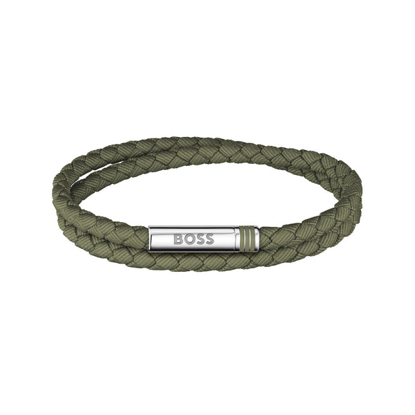 Hugo Boss Synthetische Vezel Groene Heren Gevlochten Armband HBJ1580797