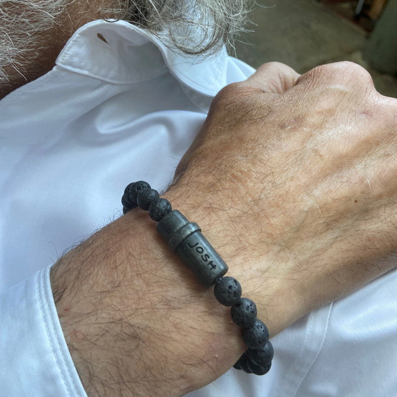 Josh Black Natural Stone Bracelet 09285VB/LAVA/MED-zoom-