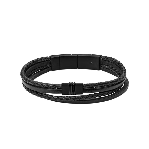 Fossil Vintage Casual Black Bracelet JF03098001 (Length: 17.50 - 19.00 cm)