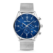 Mats Meier Grand Cornier Chronograaf Herenhorloge Zilverkleurig met Blauw MM00133