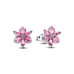 Pandora Timeless Herbarium Sparkling Pink Flower Stud Earrings 292633C02