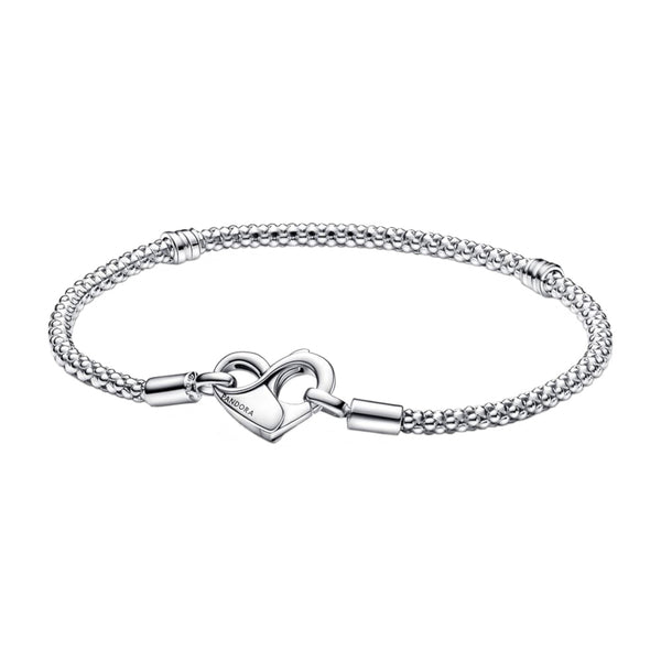 Pandora Moments 925 Sterling Silver Heart Claps Bracelet 592453C00-17