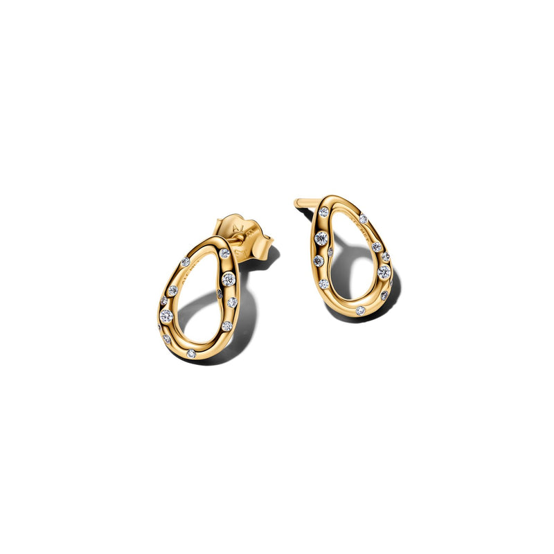 Pandora Essence Verguld Organisch Gevormd Stone-Set Oval Oorknoppen 264659C01-zoom-