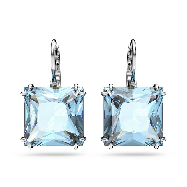 Swarovski Silver-coloured Drop Earrings with Blue Crystal 5619472