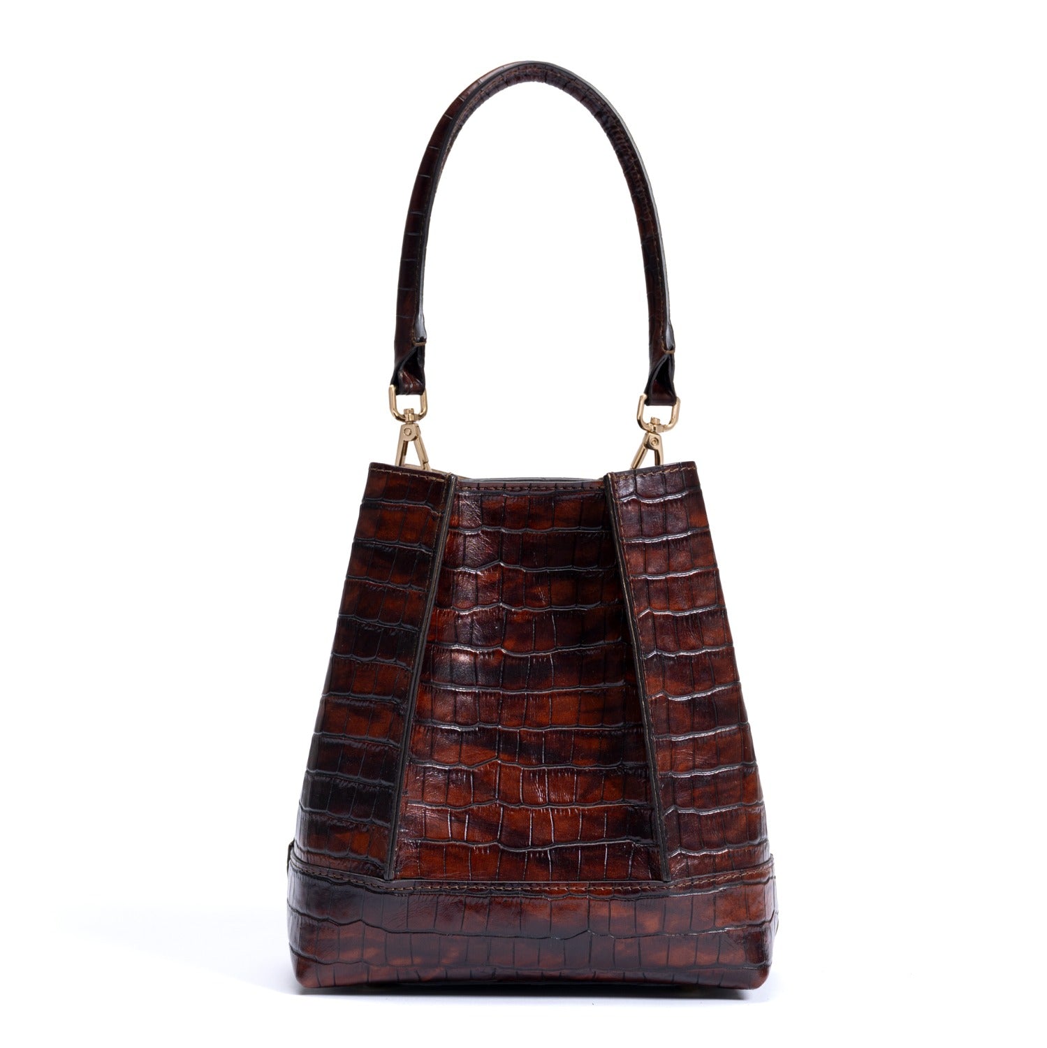 Femme Forte Minette Croco Bruine Handtas van Kalfsleer Tas IB21114-230