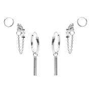 Karma 925 Sterling Silver Sunny Square Earparty EP005S
