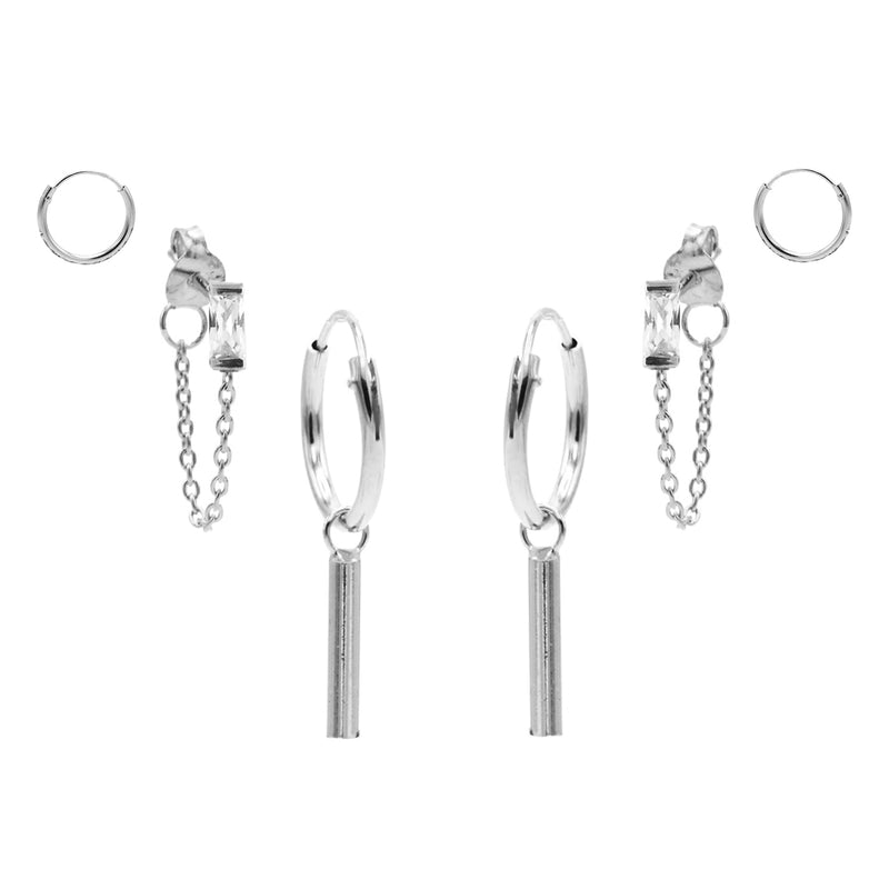 Karma 925 Sterling Silver Sunny Square Earparty EP005S-zoom-
