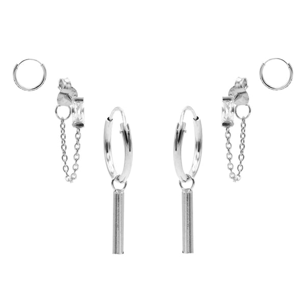 Karma 925 Sterling Silver Sunny Square Earparty EP005S