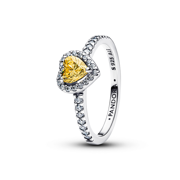 Pandora Timeless 925 Sterling Silver Sparkling Elevated Heart Ring 198421C06