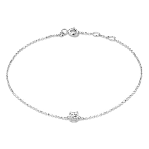 Saint Germain Faïs 14 karaat witgouden armband met zirkonia steentje
