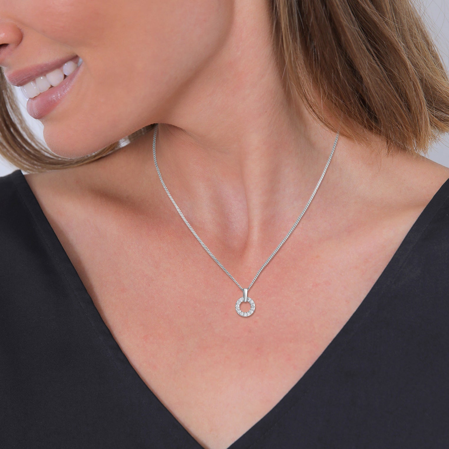 Elli 925 Sterling Silver Necklace with Diamond (0.052 ct) 2004-BF-0008243-001