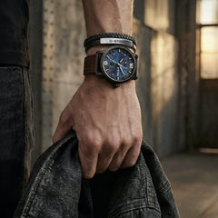 G-STAR Tether02P Black Leather Bracelet GSJ.109.01