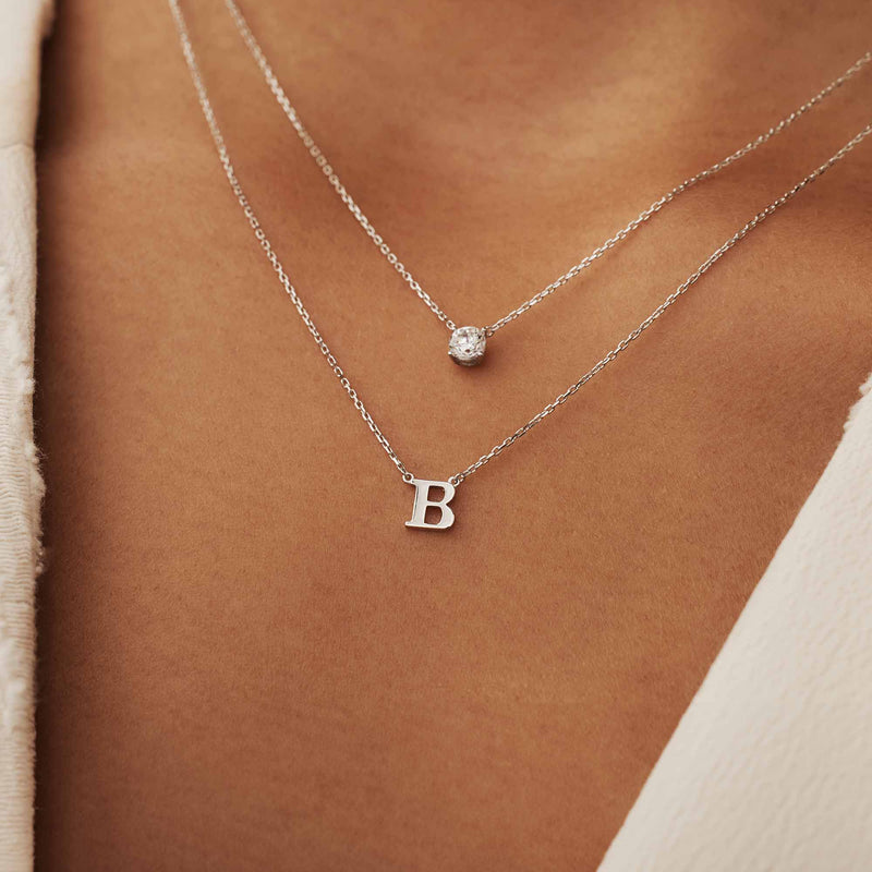 Isabel Bernard Saint Germain Chloé 14 Karaat Witgouden Initial Ketting IB340061-A-zoom-