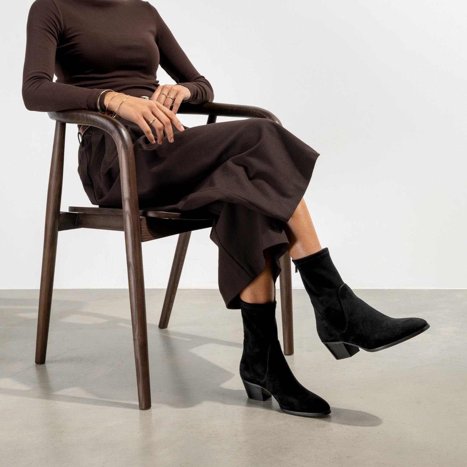 Isabel Bernard Vendôme Estelle Black Stretch Suede Boots IB53013-101-37