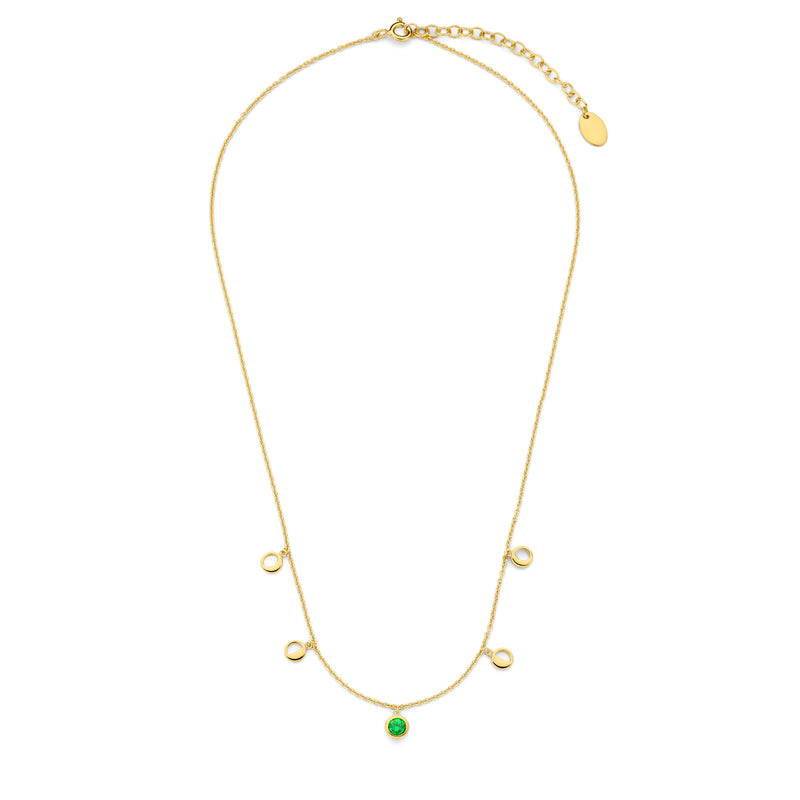 Violet Hamden Luna 925 Sterling Zilveren Gold Plated Ketting met Manen en Groene Zirkonia Steentje VH340042-zoom-